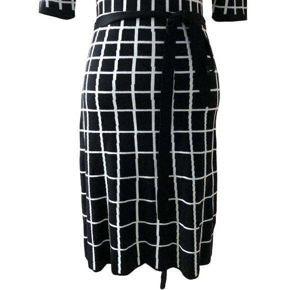 Gabby Skye Black White Geometric Design Sweater Dress 3/4 Sleeve Size Small - Picture 5 of 5